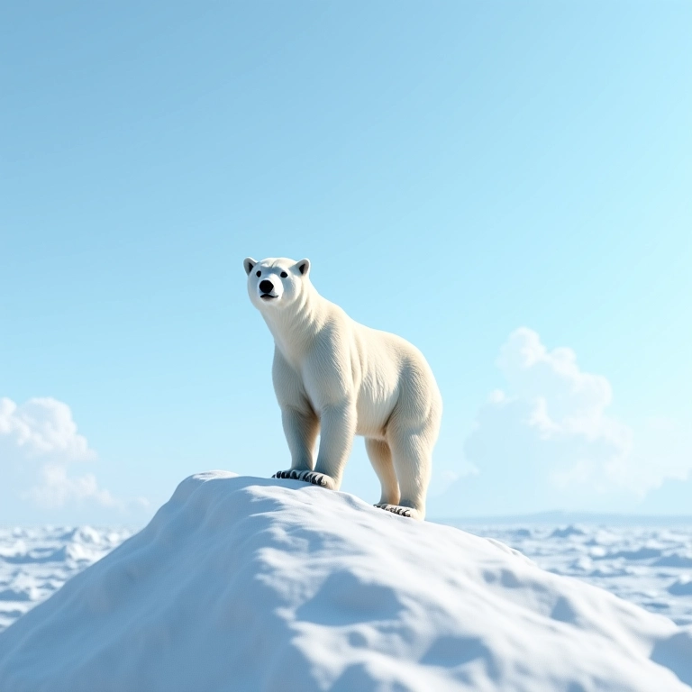Urso polar majestoso em pico nevado, simbolizando pureza e novos começos.