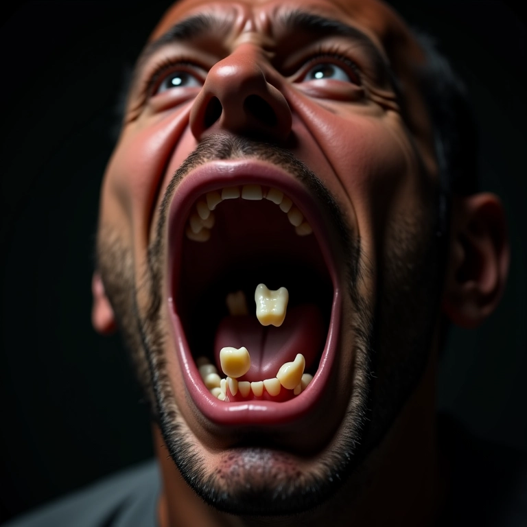 Vários dentes podres caindo