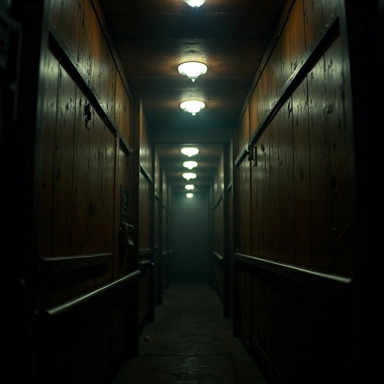 Visão dramática de um elevador antigo em queda, com cabos se rompendo e luzes piscando.