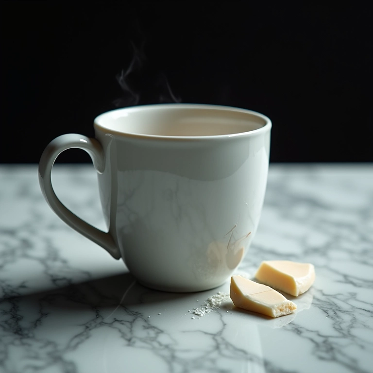 Xícara branca quebrada, decepção.