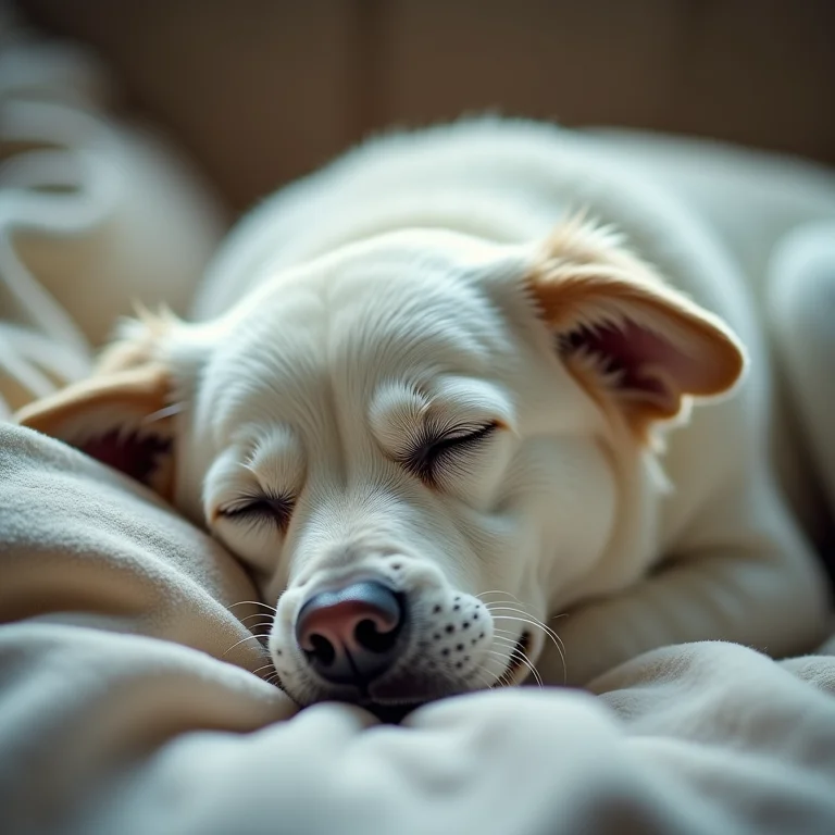 Cachorro branco dormindo: paz interior e descanso