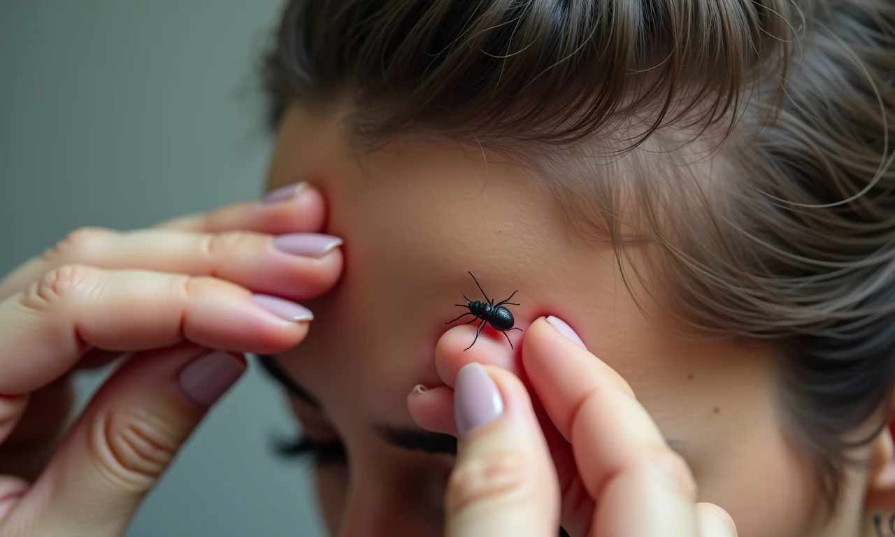 Detalhe de piolhos causando irritação no couro cabeludo.