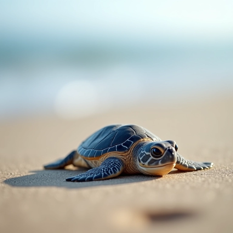 Filhote de tartaruga morto na areia da praia.
