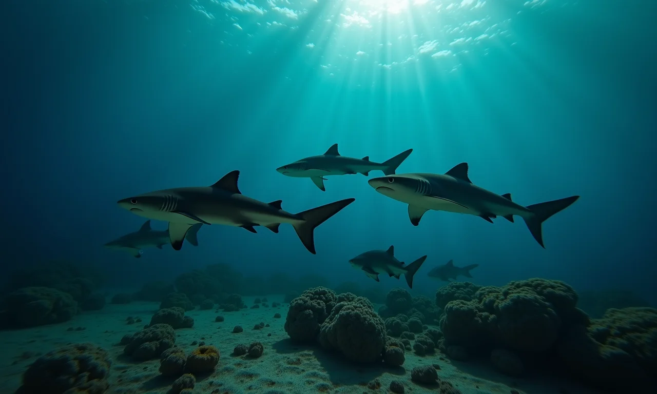 Filhotes de tubarão nadando juntos, representando novas oportunidades e crescimento.