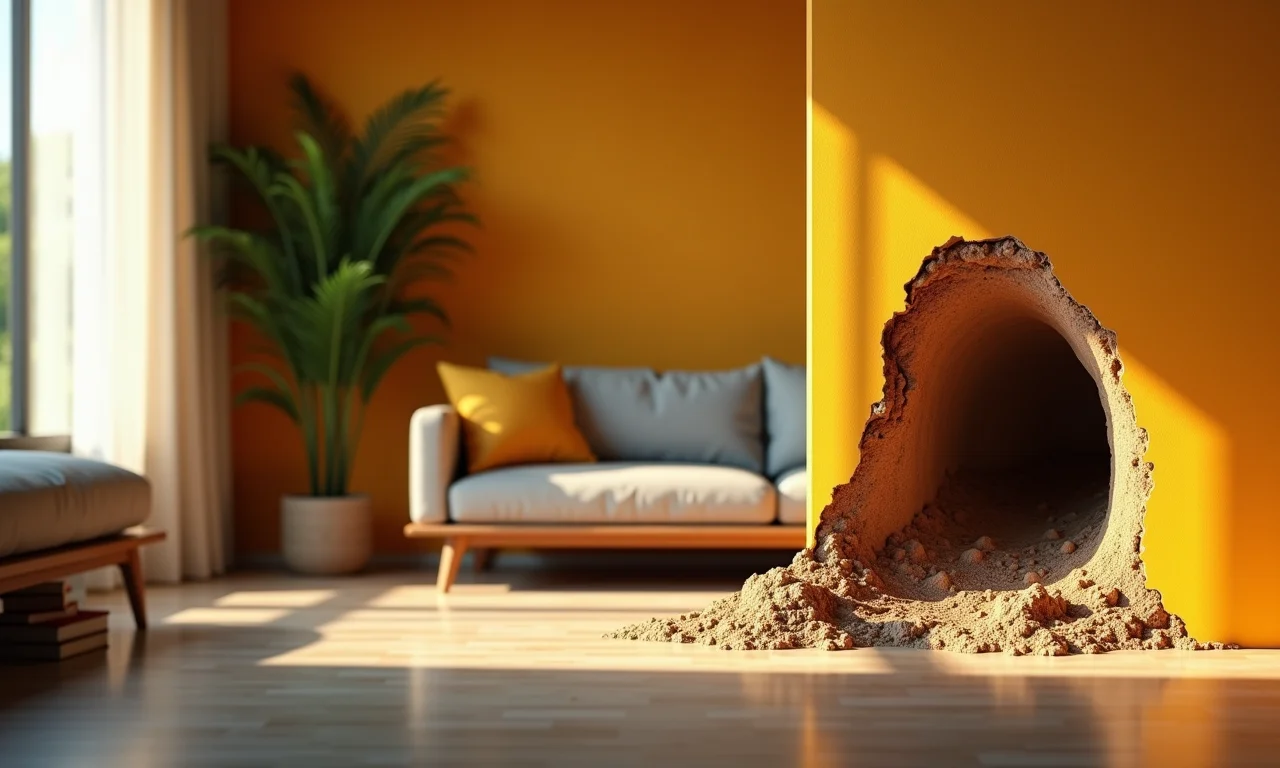 Formigueiro dentro de casa em sala aconchegante.