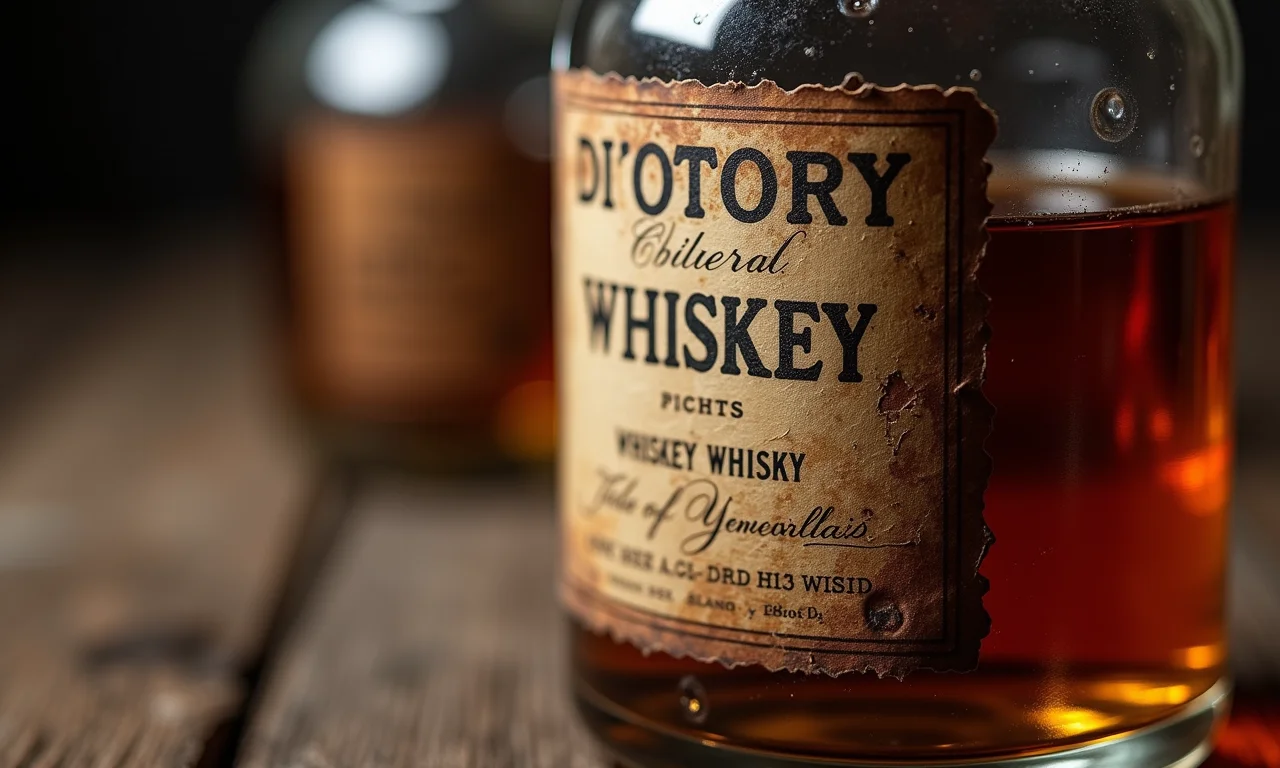 Garrafa antiga de whisky empoeirada, representando história e tradição.