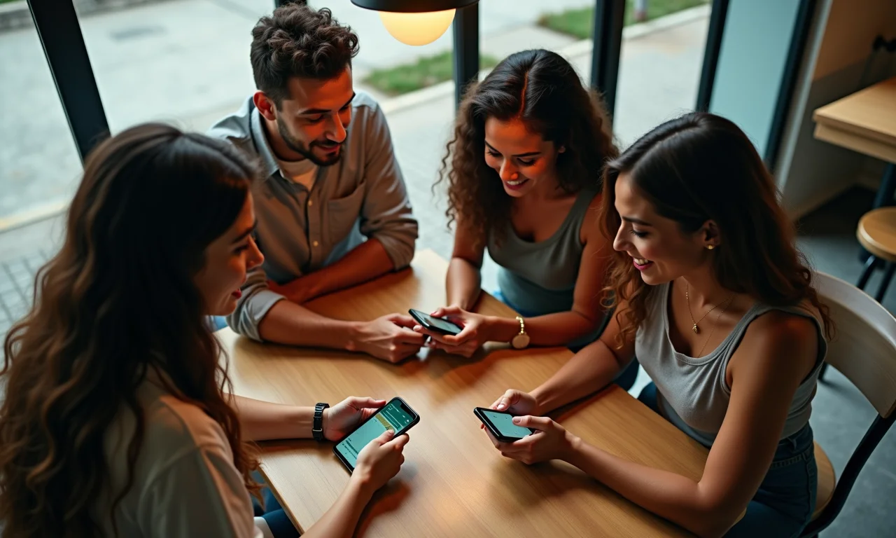 Grupo de amigos interagindo em grupo de WhatsApp