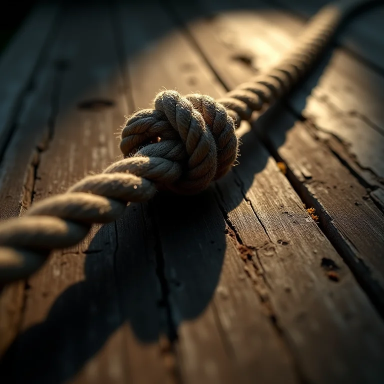 Imagem de uma corda fortemente amarrada, simbolizando restrições e obstáculos nos sonhos.