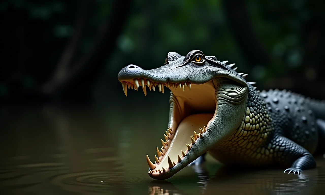 Jacaré ataca pessoa em sonho, simbolizando perigo e a necessidade de atenção.