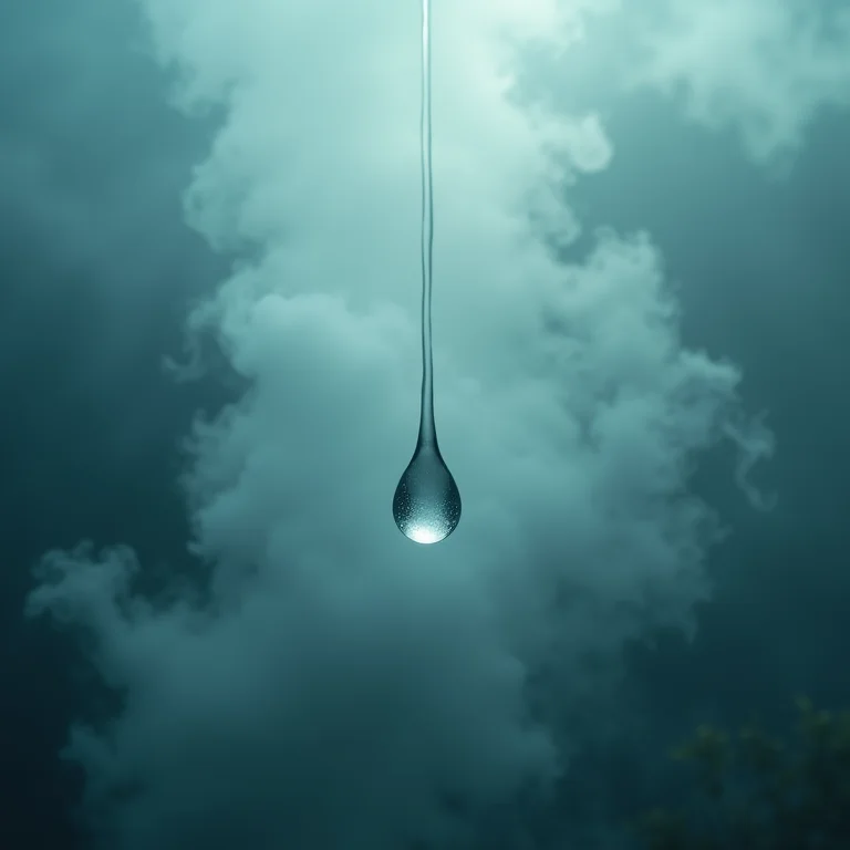Lágrima flutuando no ar sem rosto aparente, representando choro sem causa aparente em sonhos.