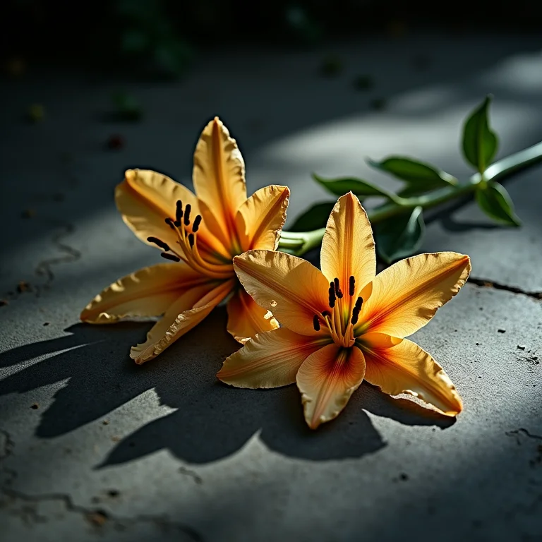 Lírios murchos em sonho: alerta para a saúde e relações