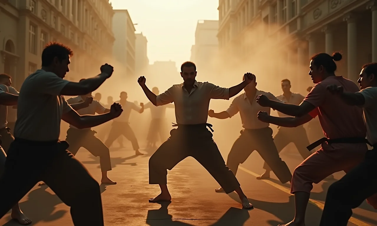 Lutando contra a yakuza em sonho.