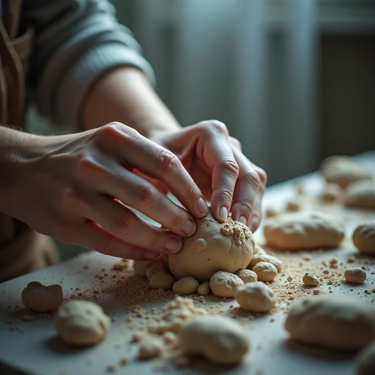 Mãos moldando argila que se transforma em diversos objetos.