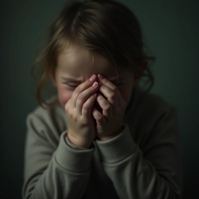 Mãos tentando conter lágrimas, simbolizando a luta para reprimir emoções em sonhos.