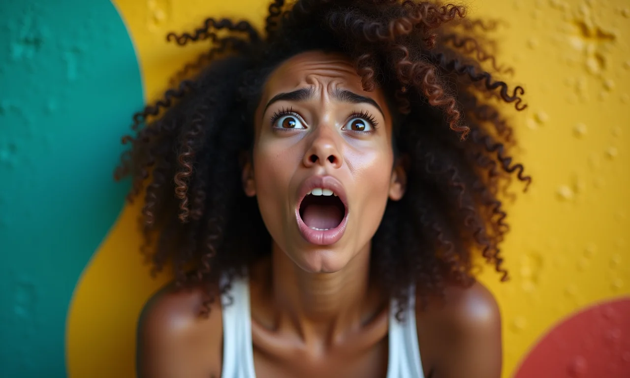 Mulher assustada sonhando que está sendo esfaqueada.