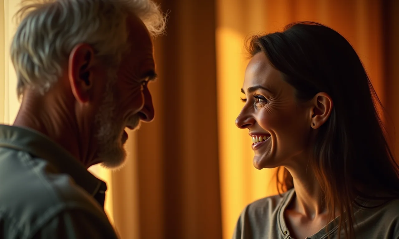 Mulher sorrindo ao se lembrar de um parente falecido que aparece sorrindo em sonho.