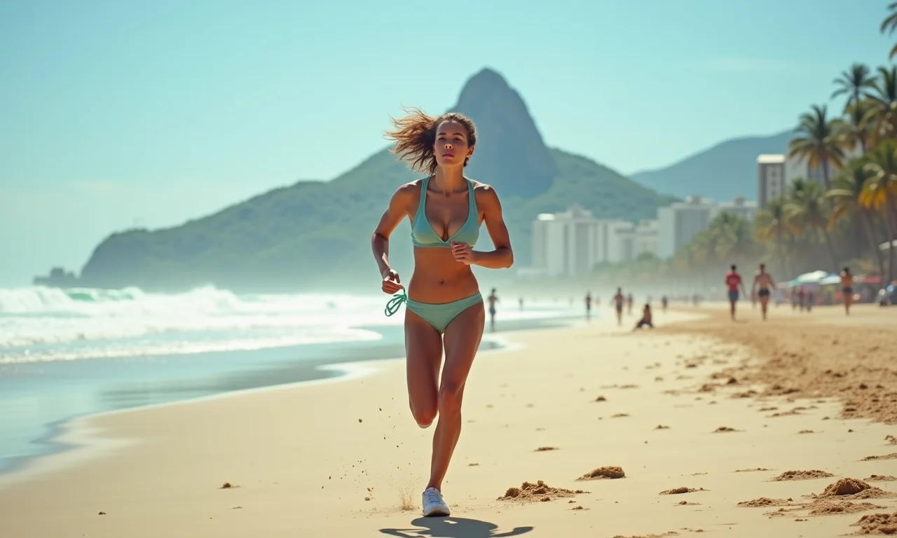Mulher tentando sobreviver ao fim do mundo em praia deserta no Rio.