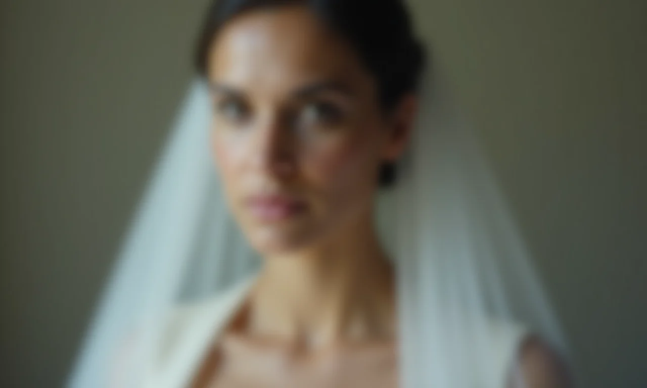 Noiva desconhecida em sonho, com um ar misterioso e etéreo.