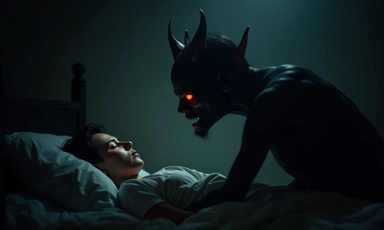 Observação demoníaca: demônio espreita pessoa adormecida em sonho.