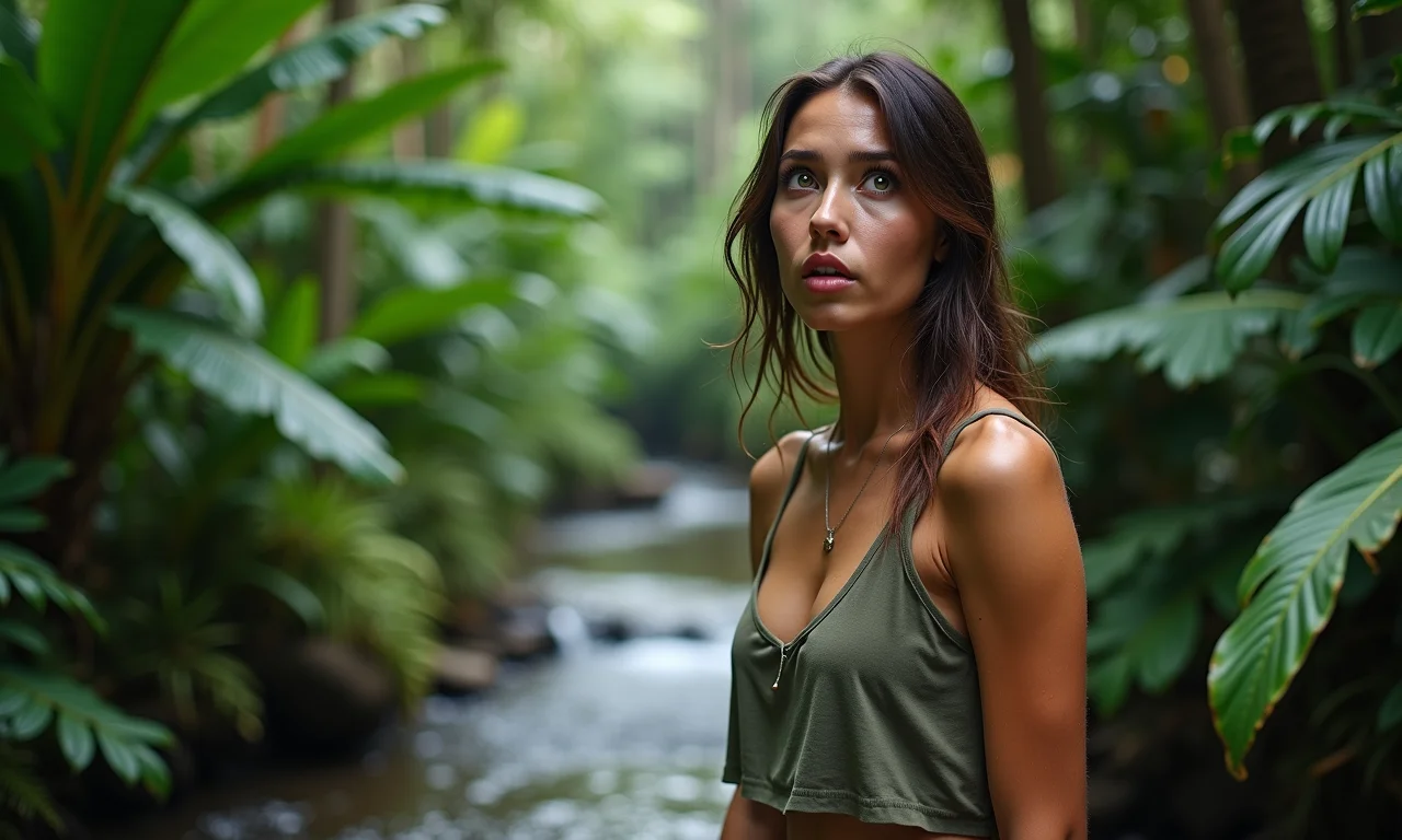 Pessoa chocada em jardim brasileiro com fluxo de água inadequado.