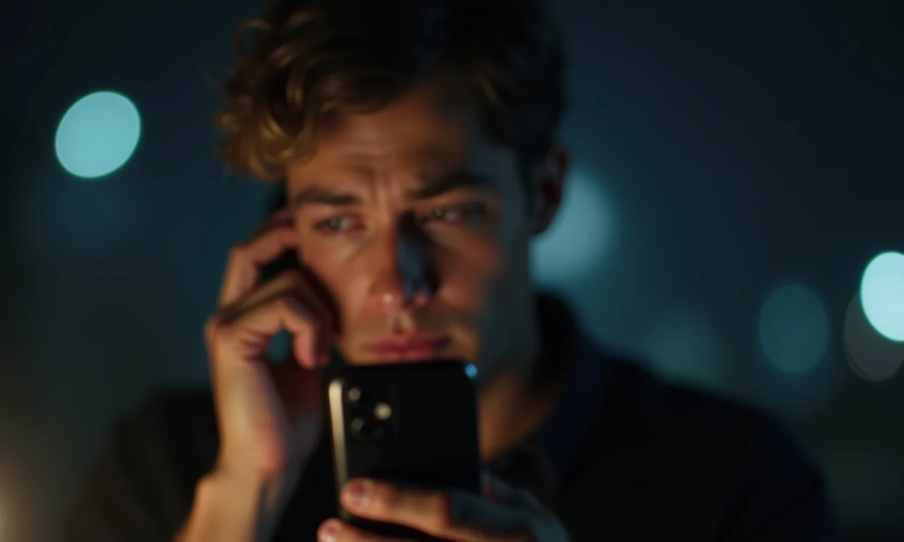 Pessoa confusa olhando para um Youtuber desconhecido na tela do celular.