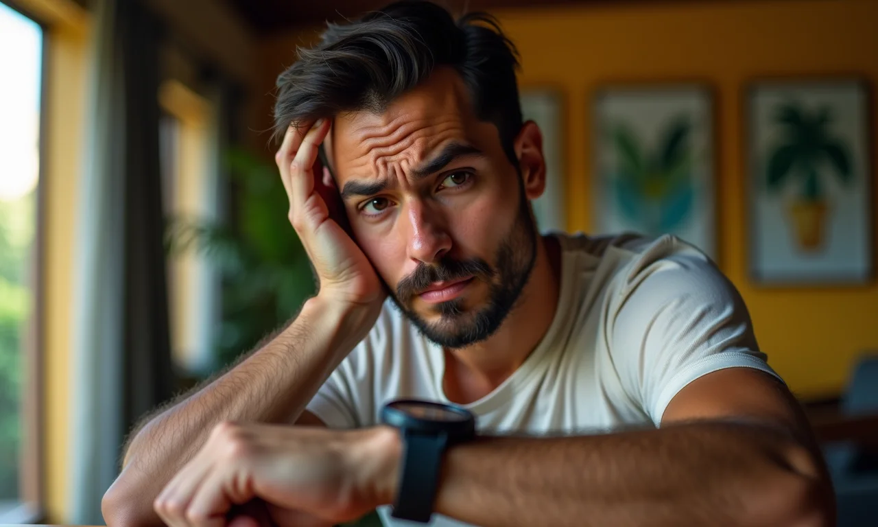 Pessoa olhando as horas no relógio de pulso com preocupação.