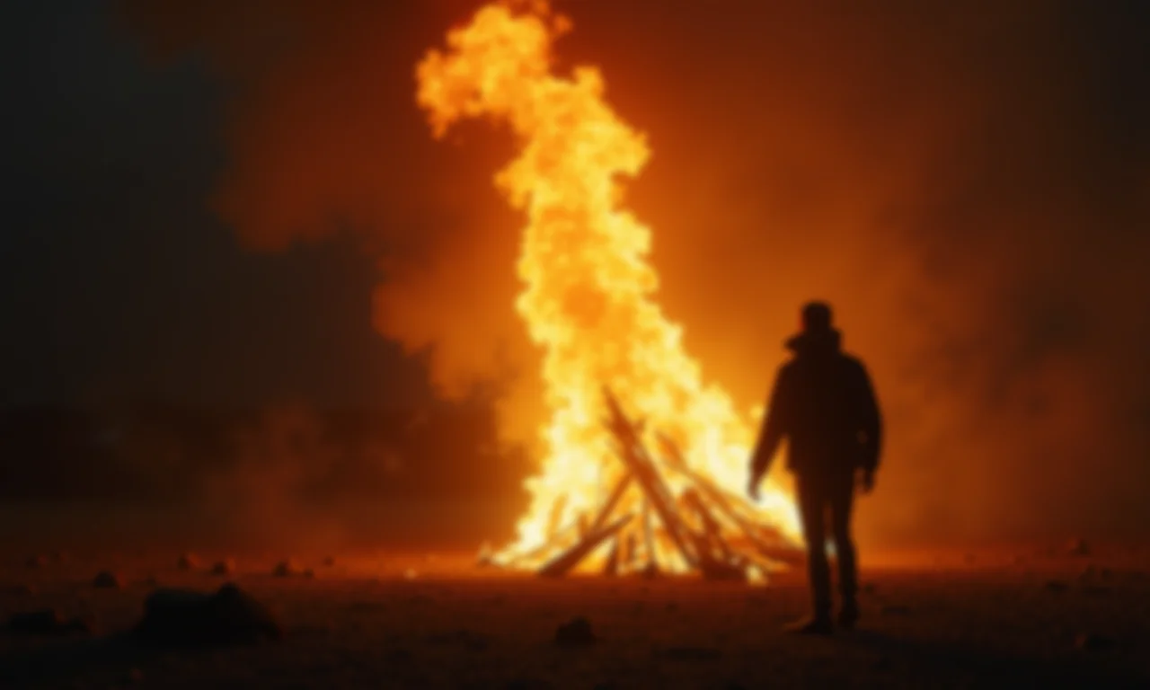 Pessoa tenta conter fogueira descontrolada, simbolizando impulsividade.