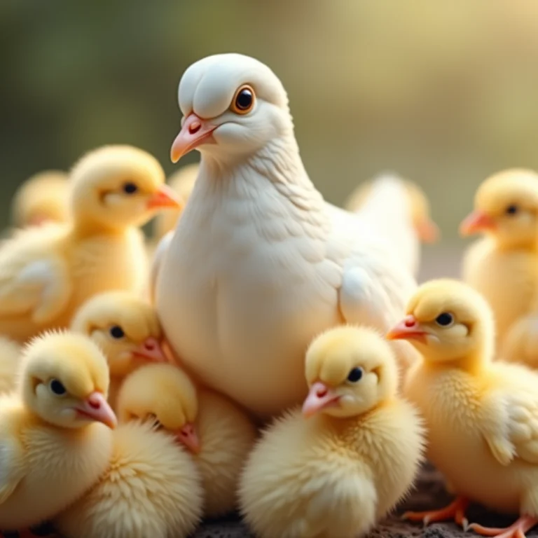 Pomba branca com filhotes: fertilidade e abundância nos sonhos.