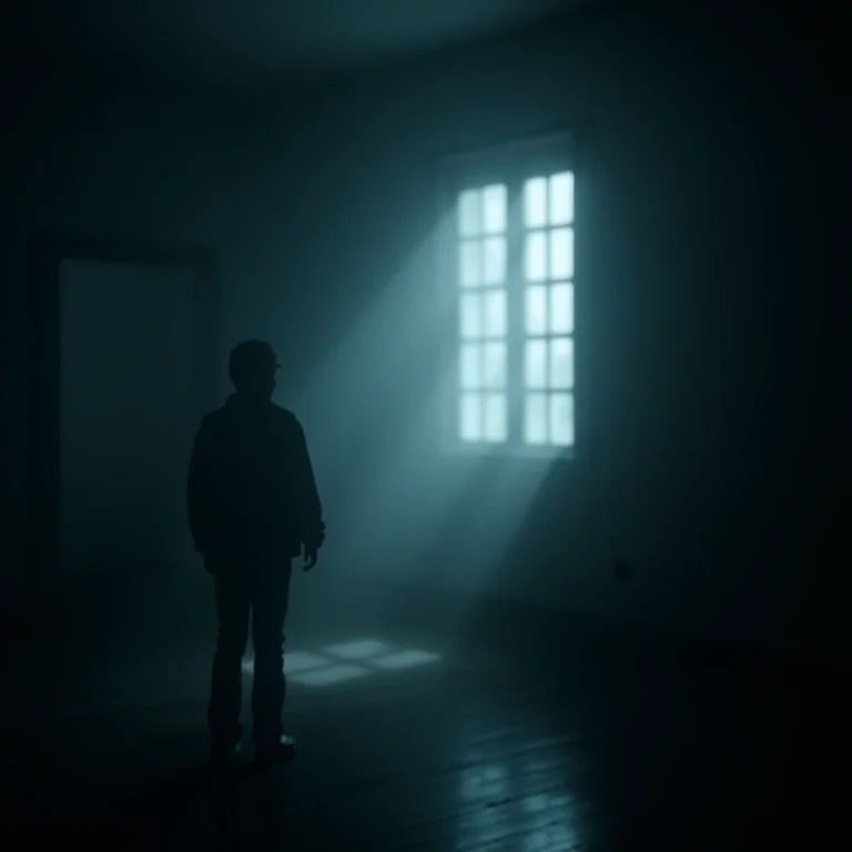 Quarto escuro e sombrio, representando medos, inseguranças e o desconhecido.