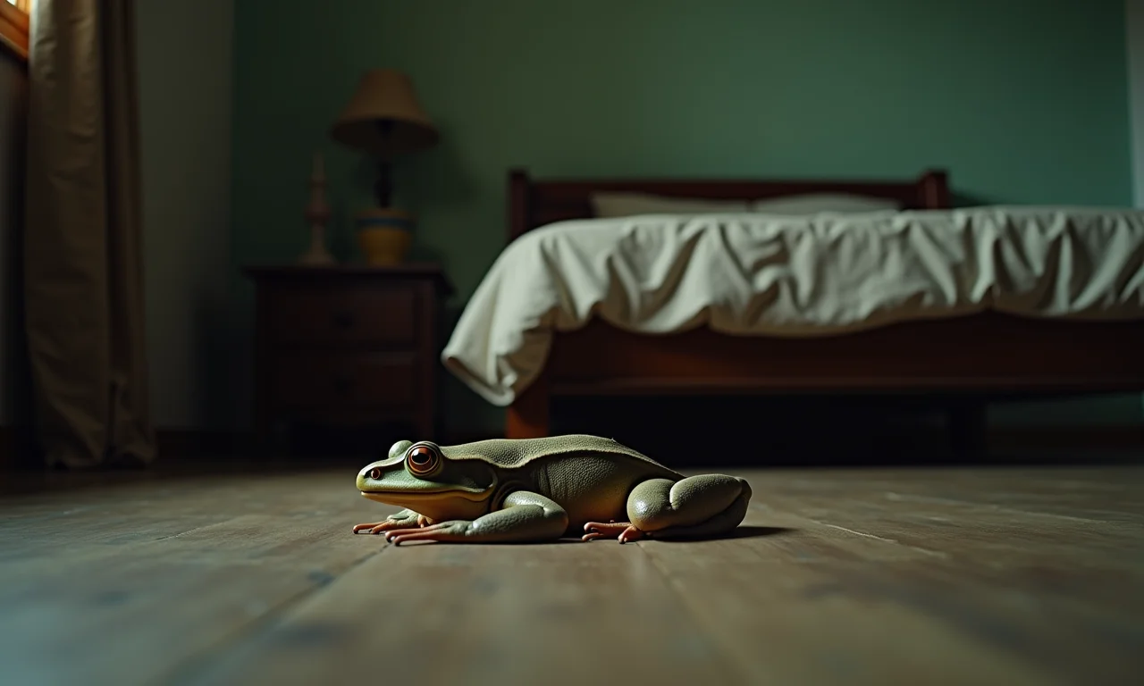 Sapo morto no chão de um quarto com decoração minimalista brasileira.