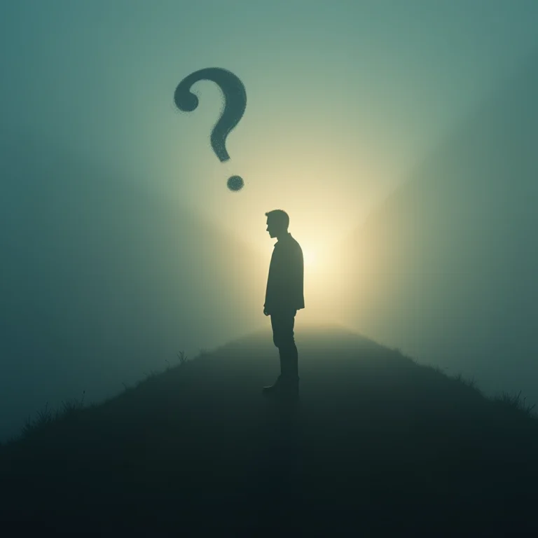 Silhueta de homem desaparecendo com interrogação acima, simbolizando incerteza sobre reconciliação.