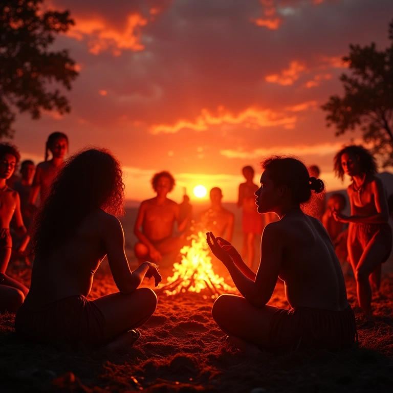 Tribo indígena reunida em sonho.