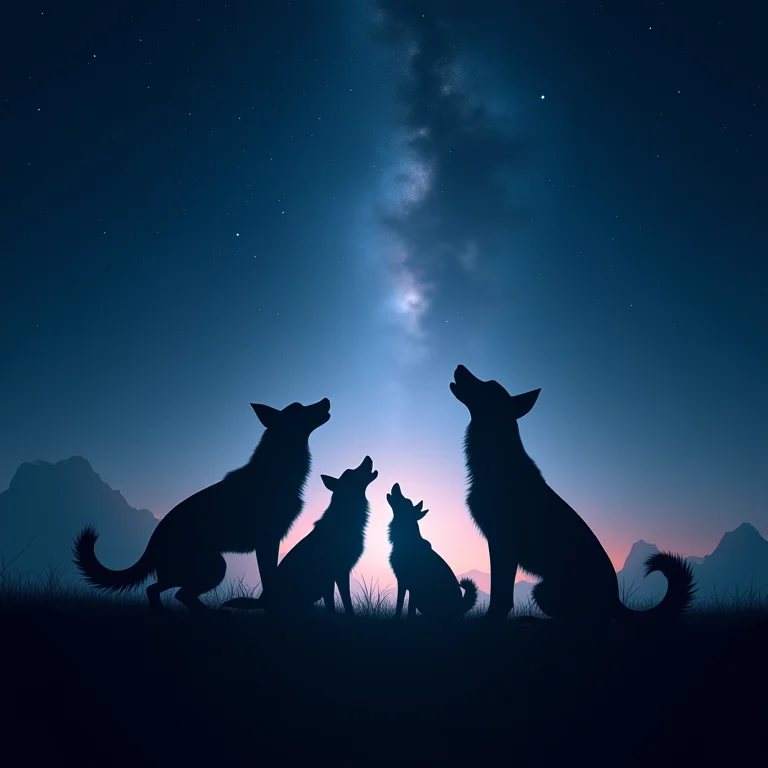 Vários cachorros uivando: união e força coletiva em sonhos