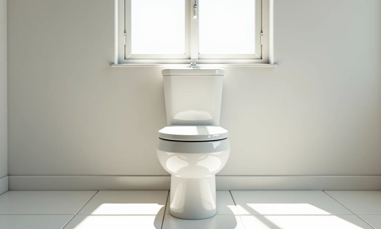 Vaso sanitário limpo e brilhante em banheiro com decoração brasileira.