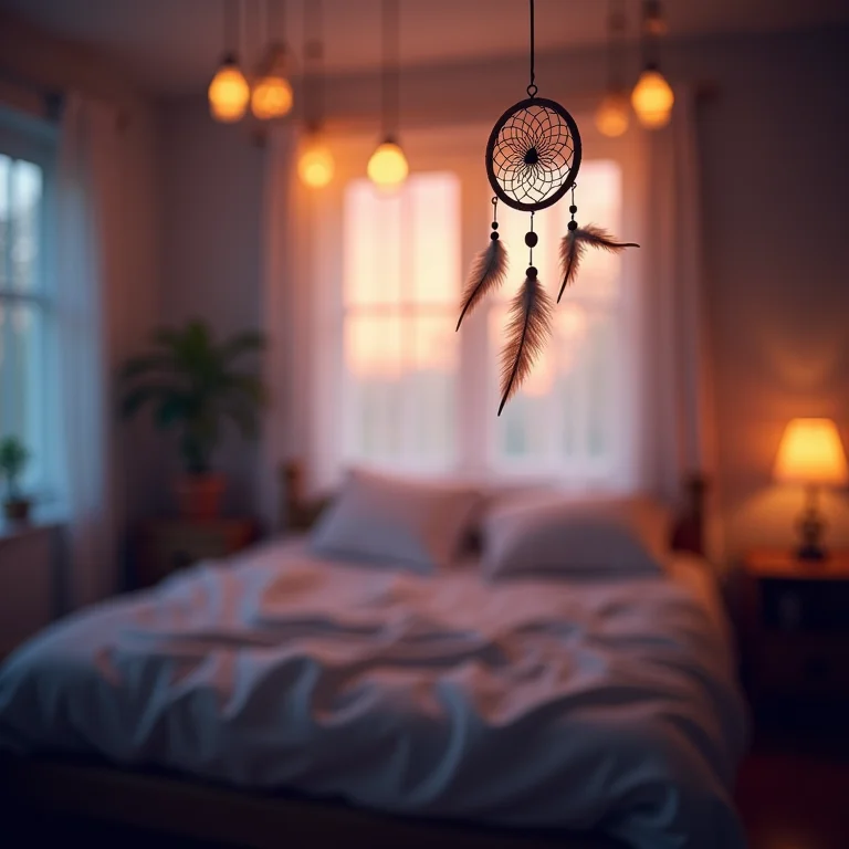 Ambiente propício ao sono: quarto com esferas de luz