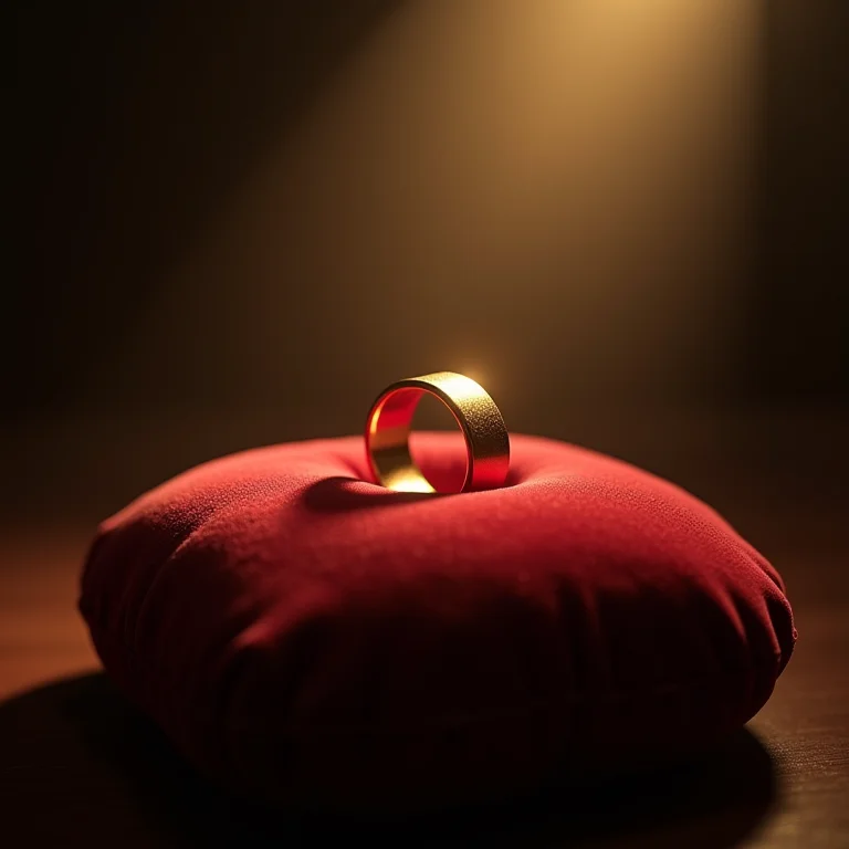 Anel de ouro sendo presenteado, representando compromisso