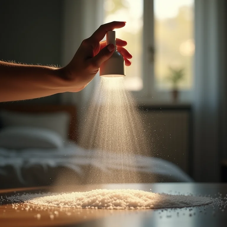 Borrifando água com sal grosso para limpeza energética.