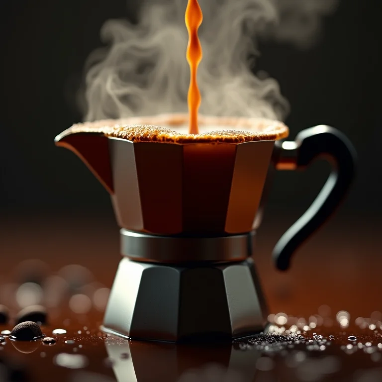 Bule de café transbordando café quente.