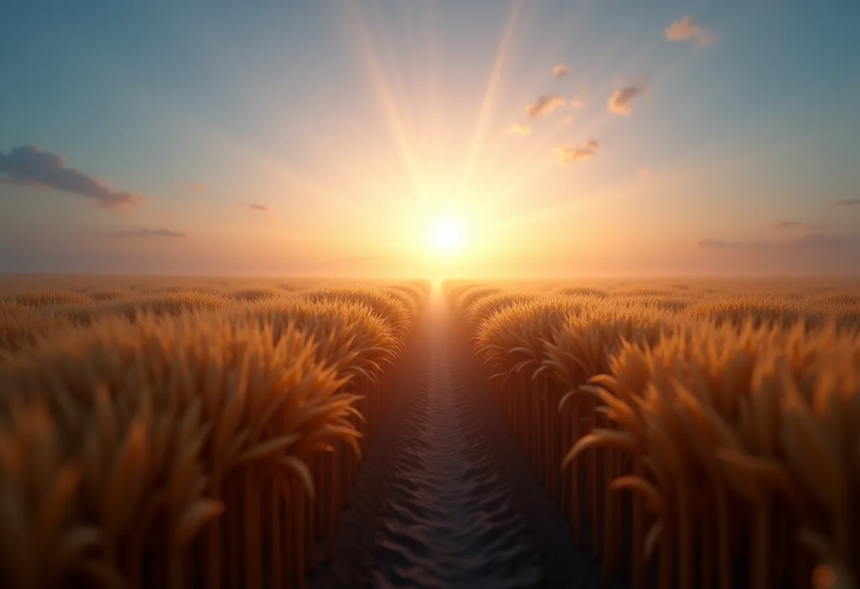 Campo de trigo ao entardecer, simbolizando sonhos e o subconsciente