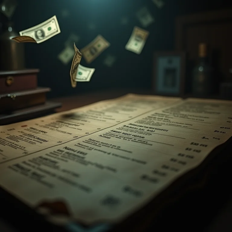 Cardápio com preços exorbitantes e dinheiro voando