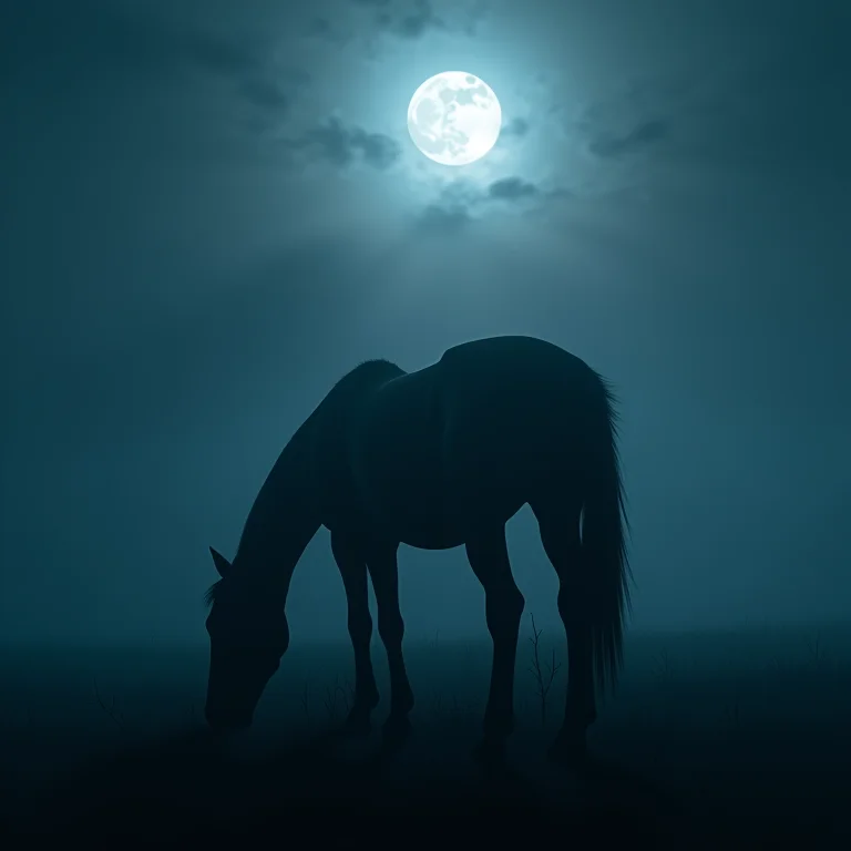 Cavalo preto pastando: força e mistério