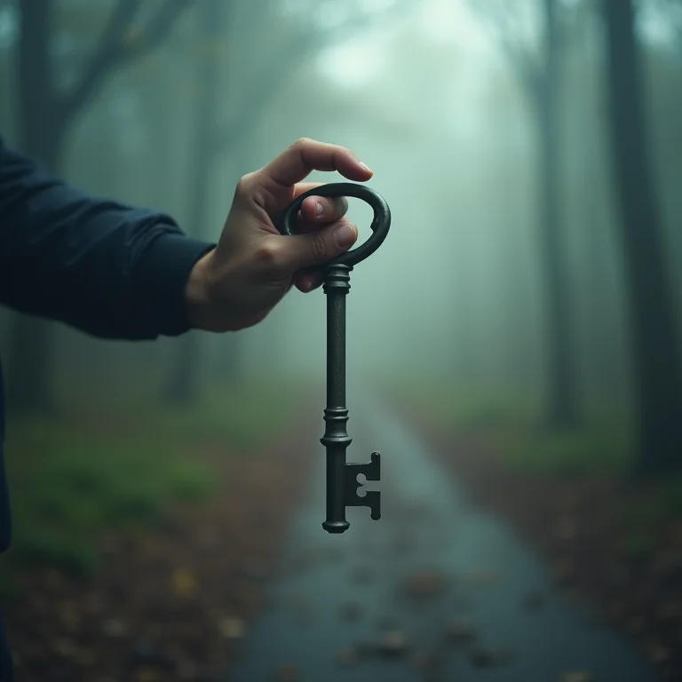 Chave grande caindo da sua mão, simbolizando a perda de controle e a necessidade de atenção.