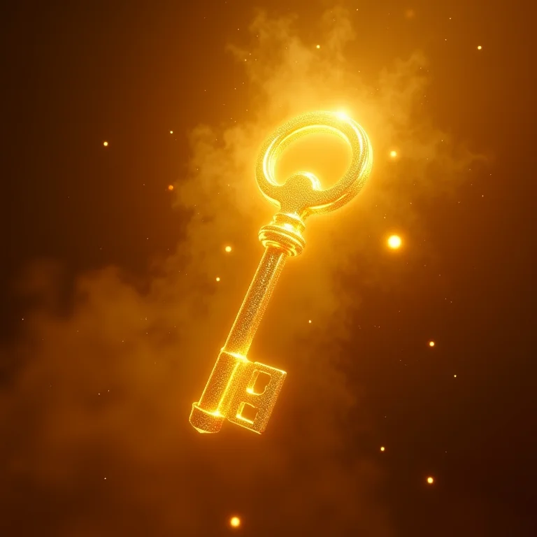 Chave grande de ouro, simbolizando sucesso, prosperidade e abundância em sua vida.