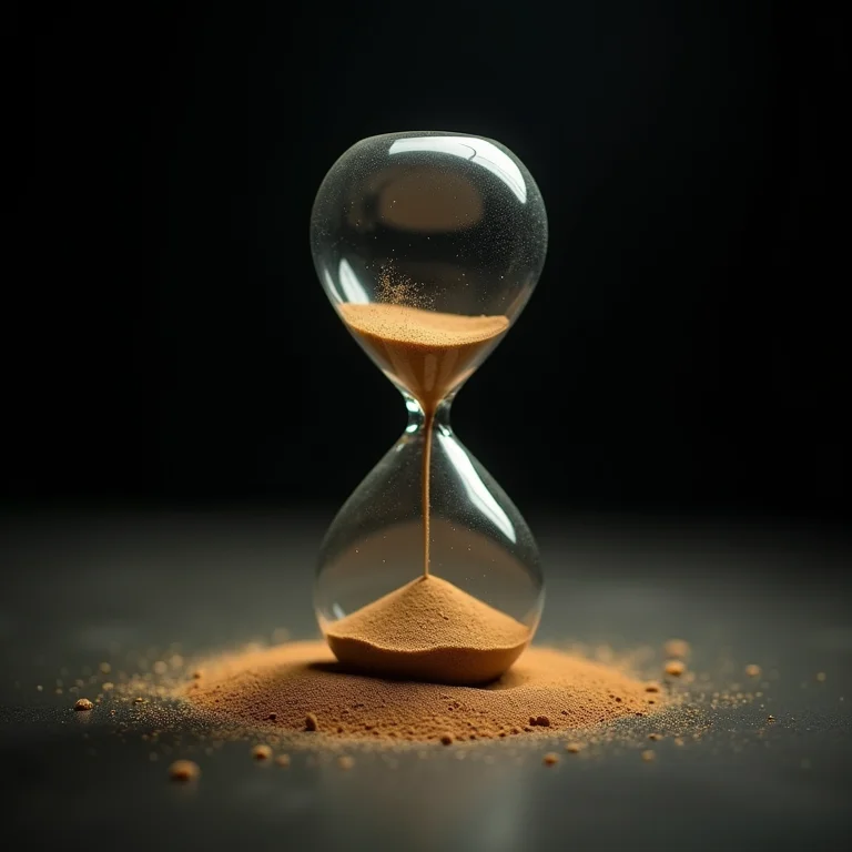 Ciclos do sono: ampulheta quebrada com areia invertida.