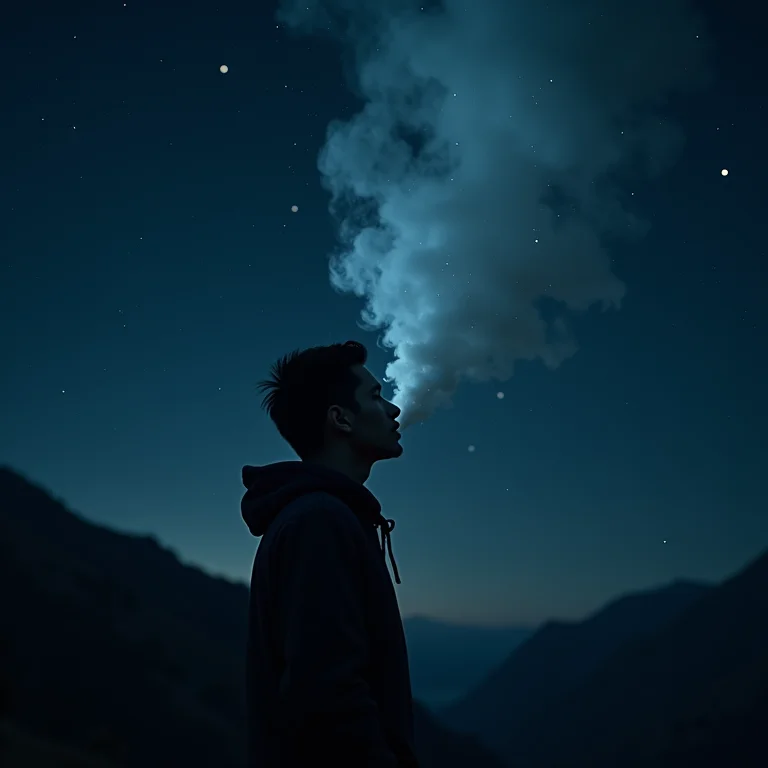 Descarrego mental: fumaça escura se transformando em estrelas