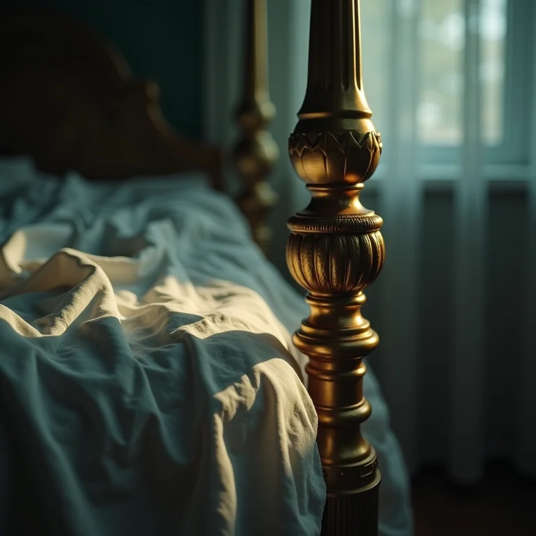 Detalhes originais de uma cama antiga, simbolizando a preservação da autenticidade