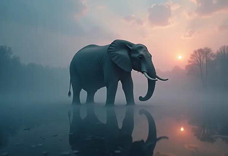 Elefante emergindo da água: um presságio de mudanças significativas