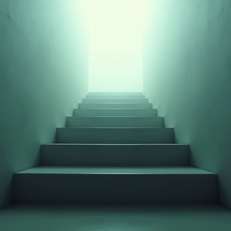 Escadaria infinita em sonho simbolizando padrões e repetições.