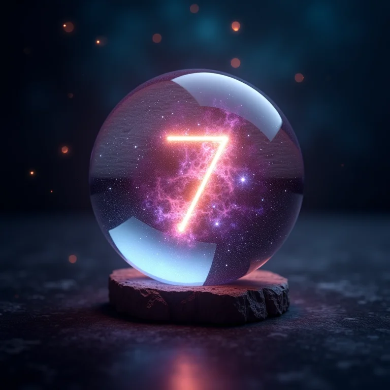Esfera de cristal com o número 7 em uma nébula