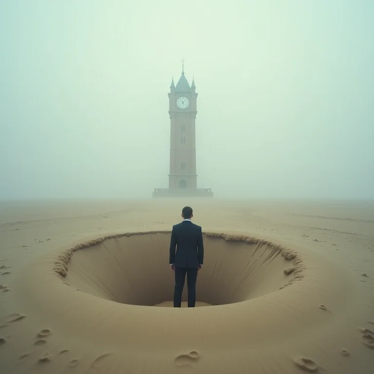 Fatores que influenciam a inércia: figura afogando-se em areia movediça.